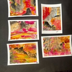 Vibrant Abstract Art Set - Red, Pink, Orange